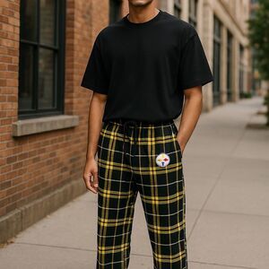 Stylish Black and Yellow Plaid Lounge Pants‎